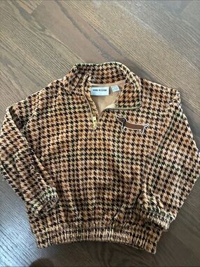 Mini Rodini Brown Houndstooth Quarter-Zip Sweater - Boys